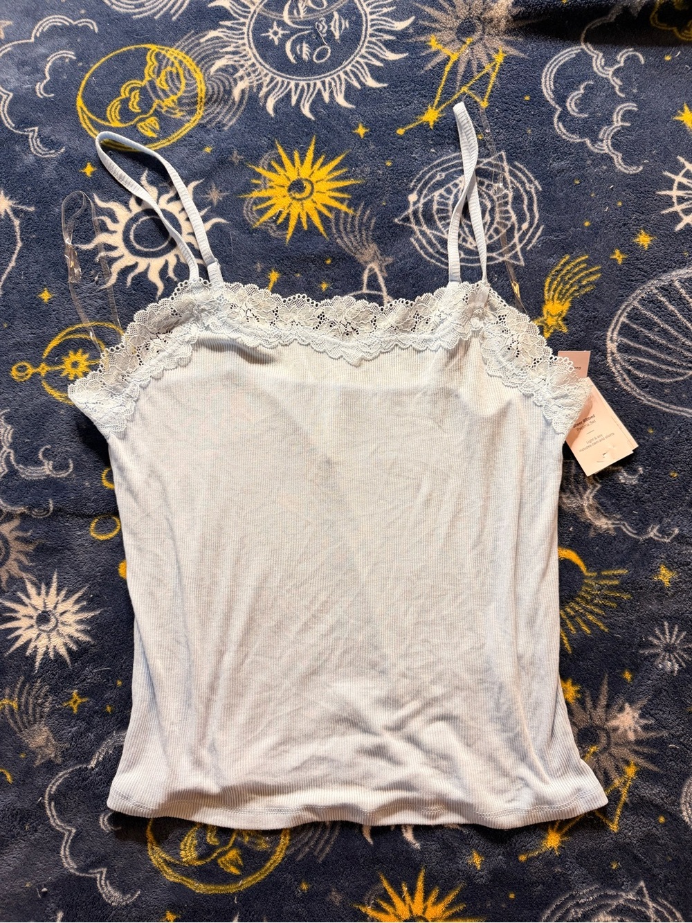 Blue Lace Trim Pajama Cami Top – Size M – Top Only